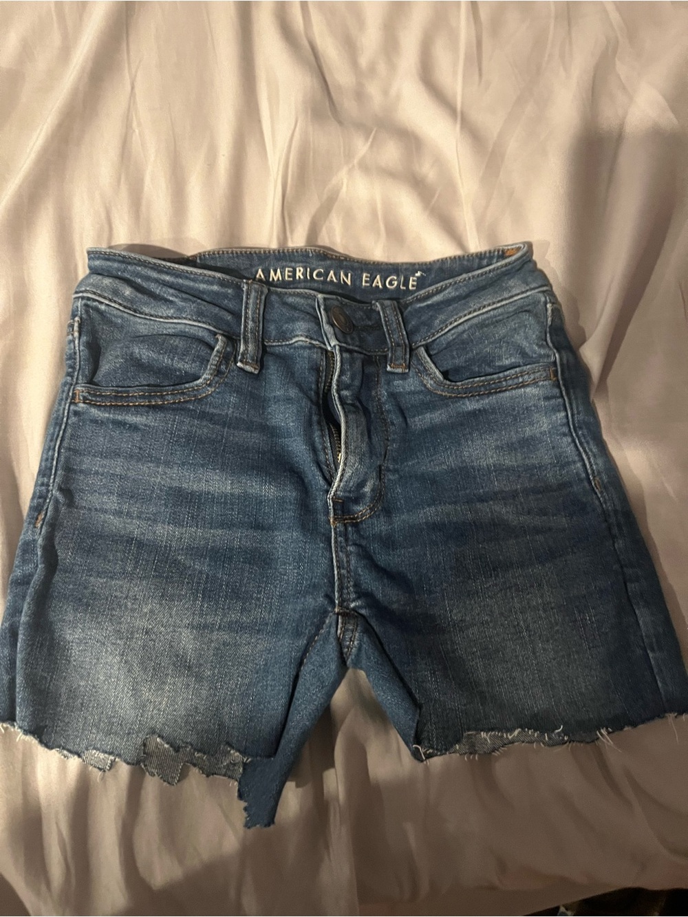 American Eagle Outfitters Women's Faded Blue Cutoff Denim Shorts